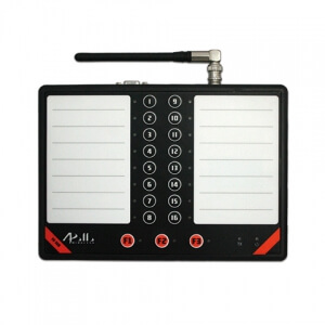 Oproepunit of transmitter met 16 drukknoppen.