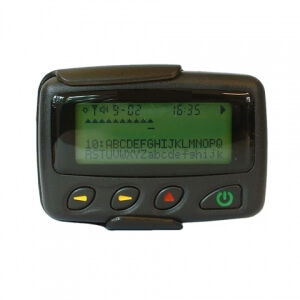 Tekstpager D-1 voor het ontvangen van oproepen en tekstberichten.